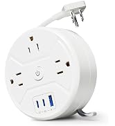 PD 20W C Travel Power Strip, SUPERDANNY 5ft Retractable Extension Cord Fast Charging Station, Por...