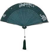 Tsnamay 14.96" Classical Folding Fans for Women Foldable,Bamboo Silk Folding Fans Hand Fan for Da...