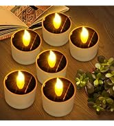 Solar Tea Lights Outdoor Waterproof - 6 Pack Flameless Flickering Solar Candles Reusable LED Tea ...