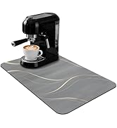 Small Coffee Mat 19x12 Inch, Irregular Gray Streamline Coffee Bar Mat, Absorbent Hide Stain Rubbe...
