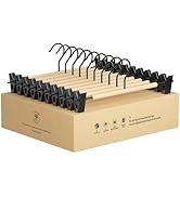 StorageWorks Pants Hangers with Clips, Wooden Clothes Hanger for Skirts, Jeans, Shorts, 10 Pack, ...