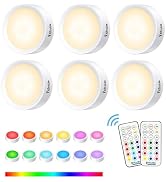 AlltroLite FA7835 Color Changing LED Puck Lights with 2 Remotes (6 Pack) | 13 RGB Colors Changing...