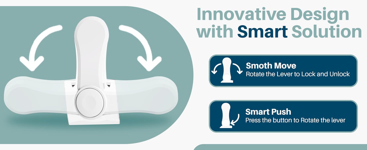 Smart design, push to lock door handle, push to unlock