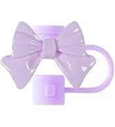 Purple Silicone Straw Topper for Stanley 30&40 Oz, Cute Bow Straw Cover Cap, Splash Proof Topper,...