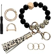 Silicone Beads Key Ring Keychain Bracelet Wristlet for Women, Cute Bead Car Keys Holder Chain Ban...