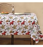 LUSHVIDA Rectangle Fall Tablecloth 60x84 inch Maple Leaves- Washable Wrinkle Resistant Thanksgivi...