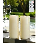 Gmnee 4"x8" Outdoor Waterproof Flameless Candles with Remote and Timers, LED Candles, Battery Ope...