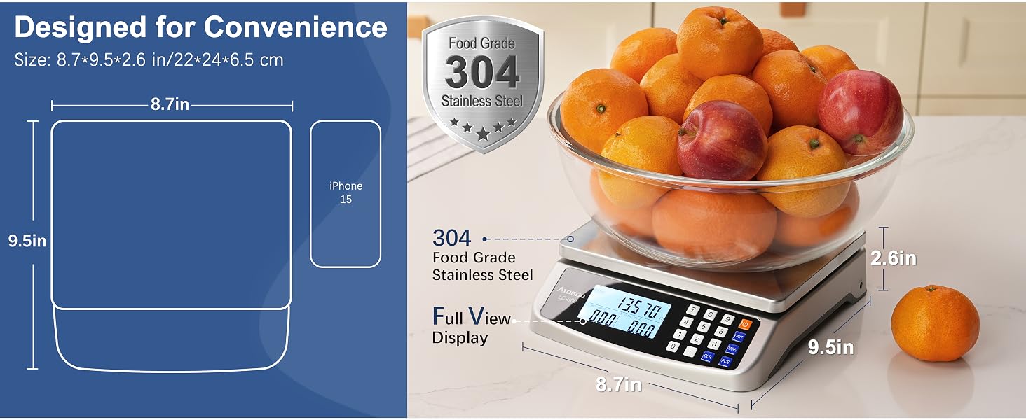 ATOGOU 66lb/30kg Large Digital Kitchen Scale