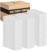 GREEN LIFESTYLE 100% Cotton Terry Towels, White, 240 Pack - 14x17 inches, Absorbent, Durable, Mul...