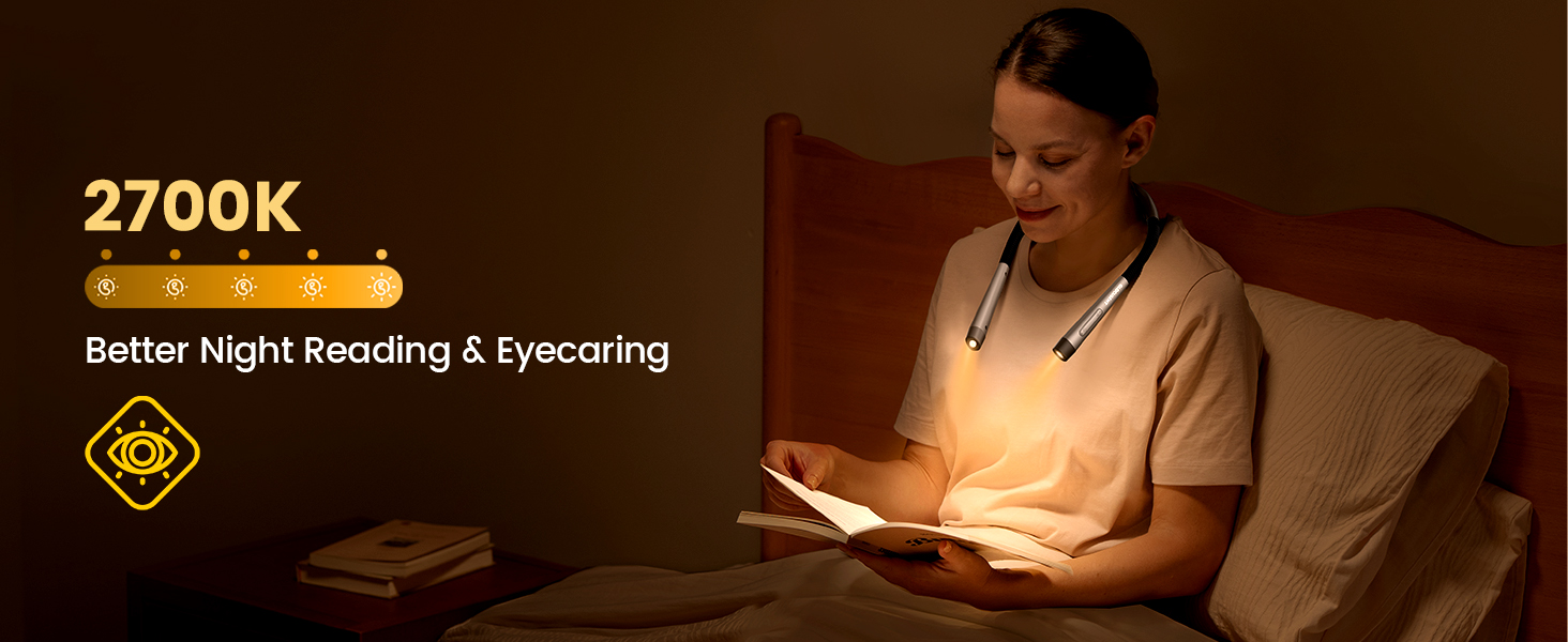 Glocusent Neck Light Book Light for Bedtime Reading Neck Reading Light