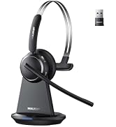 Wireless Headset with Mic for Work, Noise Cancelling Mic & Mute Button, Single Ear Headsets with ...