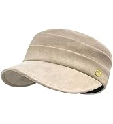 huablo Women's Suede Flat Top Newsboy Cap - Soft Brim & Hook - and - Loop Adjustment - Fall Winte...