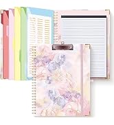 HAUTOCO Clipboard Folio with Refillable Notepad for Letter Size (11" x 8.5"), 5 Dividers with 10 ...