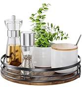 LAMU 9'' Lazy Susan Turntable Organizer for Cabinet, Round Wood Lazy Susan for Table Top, Kitchen...