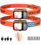 DARKBEAM LED Headlamp High Lumens USB Rechargeable Dual Light Headlight for Hardhat with Motion S...