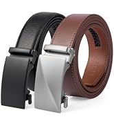 SKiporty Ratchet Belts for Men, 2 Packs Leather Click Adjustable, Black & Brown, Belt for Dress/C...