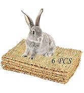 PINVNBY Grass Mat for Rabbit, Bunny Natural Straw Woven Bed, Small Animal Cages Hay Mat Sleeping ...