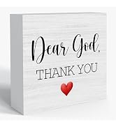 Sahjzk Dear God Thank You Christian Art Sign 5x5 Wooden Box | Farmhouse Shelf Decor Accents Rusti...