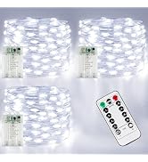 3 Pack Fairy Lights Battery Operated with Remote Control Timer, 26 FT 80 LED String Lights Outdoo...