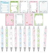 Wxiben Mahjong Sticky Notes with Pens Gifts 18 Pcs Chinese Mah Jong Ballpoint Pens Notepads Set F...