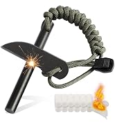 VVAAGG Flint and Steel Fire Starter: 3/8" 4 Inch Ferro Rod Magnesium Rods Survival Tool with Para...