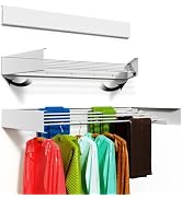 BAKON Wall Mounted Clothes Drying Rack, Foldable Wall Mount Laundry Rack Folding Indoor, Drying R...