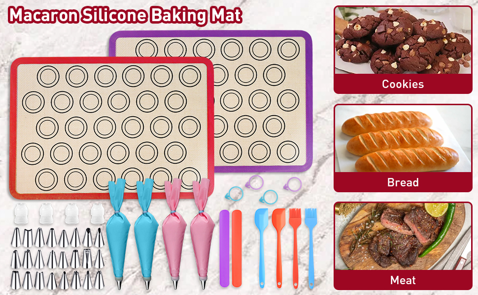 44Pcs Macaron Silicone Baking Kits
