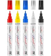 Overseas Oil-Based Fine Tip Paint Marker Pen - 5 Colors 0.9mm Fine Nib Permanent Markers, Quick D...