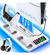 PS5 Slim / PS5 Cooling Station with 3-Level Cooling Fan, PS5 /PS5 Slim Stand with Controller Char...