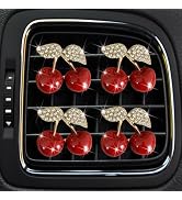 4Pcs Cherry Car Air Vent Freshener Perfume Clip, Rhinestone Air Outlet Fragrance Perfume Clip Fre...