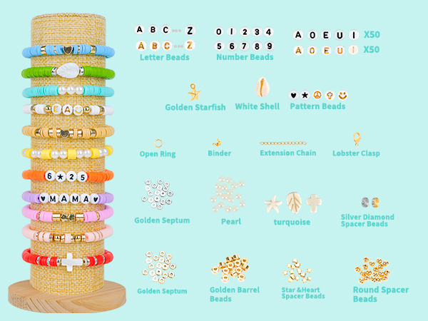 friendship bracelet kit with letter beads