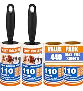 Lint Roller 440 Sheets with 2 Extra Handles, Pet Hair Remover for Laundry, Extra Sticky Lint Roll...