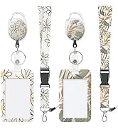 Uniclife Floral Sliding Badge Holder Flower Leaves Plastic Case with Retractable Badge Reel Carab...