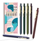 SUNEE Gel Pens, 6 Pack 0.5mm Pens Fine Point Smooth Writing Pens with Quick-Dry Black Ink, Cute A...