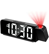 Ankilo Projection Alarm Clock, 7.9" Large LED Display Alarm Clock with 180° Projection on Ceiling...