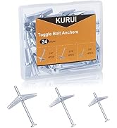 KURUI Heavy Duty Hollow Wall Anchors for Drywall, Carbon Steel, 24Pc Toggle Bolts and Wing Nut Ki...