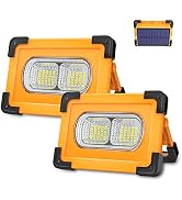 T-Sun 80W Solar LED Work Lights, Rechargebale Portable Flood Light with Stand, 4 Modes Outdoor IP...