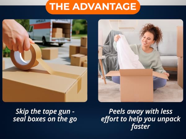 Elasticpack paper packing tape for moving boxes requires no tape gun