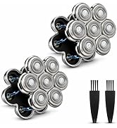 2 Pack Shaver Replacement Heads 7 Head Floating Magnetic 7D Replacement Blade,Compatible with SHP...
