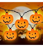 Halloween String Lights - LED Jack O Lantern Lights with Cute Spooky Smiling, 8.5Ft LED Pumpkin L...