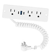 Drawer Outlet with Spring Cord, 20W Fast Charging Recessed Power Strip, 3AC+2USB-C+1USB-A for Fur...