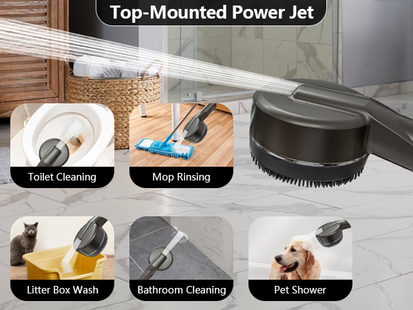 Top-Mounted Power Jet Toilet Cleaning Mop Rinsing Litter Box Wash Bathroom Cleaning Pet Shower