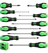 SWANLAKE 11PCS Screwdriver Set, Magnetic 5 Phillips and 5 Flat Head Tips for Fastening and Loosen...