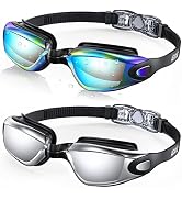 Aegend Swim Goggles 2-Pack, No Leaking Anti-Fog UV Protection Mirrored Swim Glasses for Adult Men...