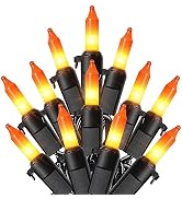 HEYFUNi Candy Corn Halloween Mini Lights, 50 Count Connectable Black Wire | Orange-yellow 11.5FT ...