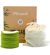 Minasuki 20 Pack Reusable Makeup Remover Pads - Bamboo Reusable Cotton Rounds for Toner, Washable...