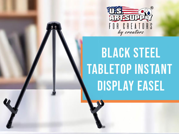 13.5-inch black metal tabletop easel stand for canvas, sign, art, photo & poster display