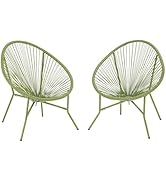 2 Piece Outdoor Acapulco Chair Set, Outdoor Patio Furniture Set, All-Weather Patio Bistro Set, Ou...