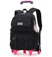 ZHANAO Rolling Backpack Luggage BookBag with Wheels Trolley Bag Wheeled Travel Backpack for Girls...