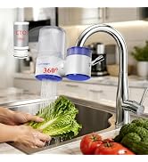 Vortopt T10-Blue Water Purifier for Faucet, 360° Rotary Faucet Filter | Carbon Block Filter Reduc...